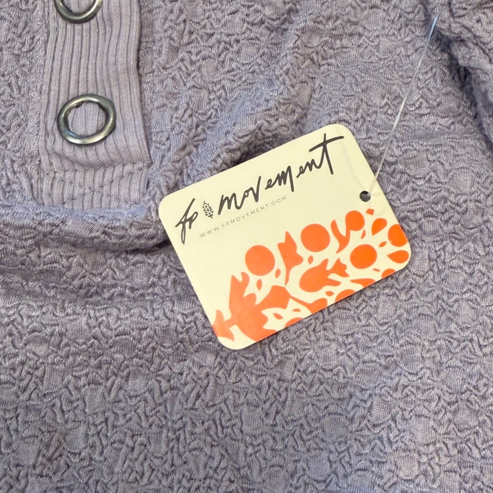 FP Movement Recovery Layer Top Size Large Purple Long Sleeve Henley Detail NEW - Picture 10 of 13
